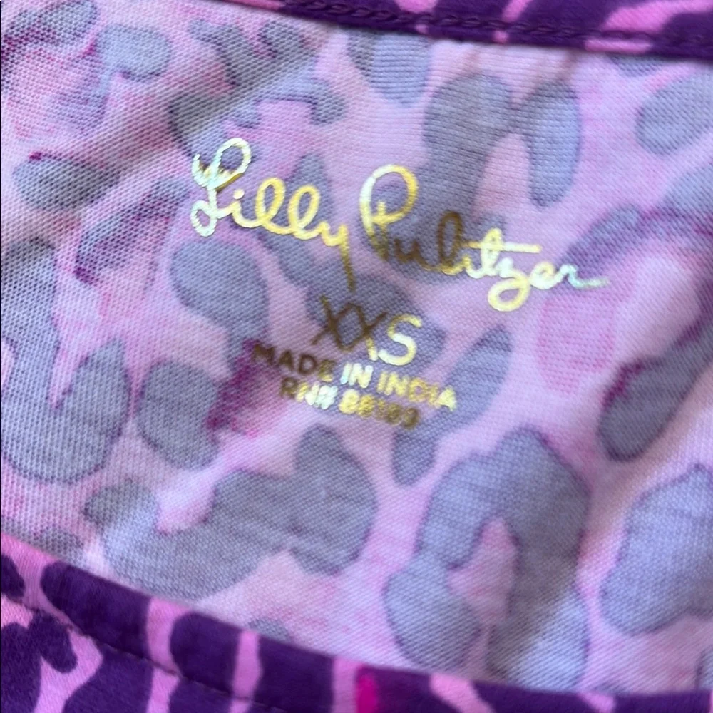 Lilly Pulitzer Jodee Swing Purple and White Puff Sleeve Sundress Leopard Print - Picture 4 of 8